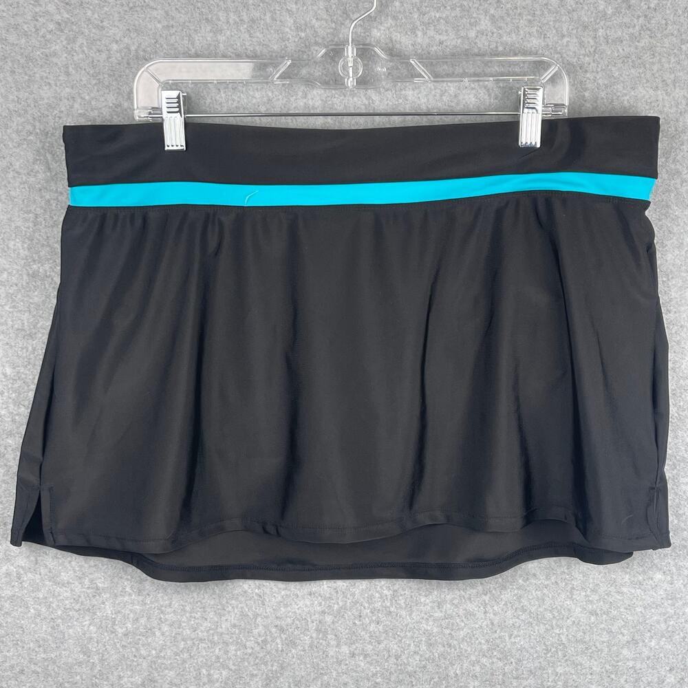 ZeroXposur Swimwear Women's Black Blue Band Swim Skort Size XXL
